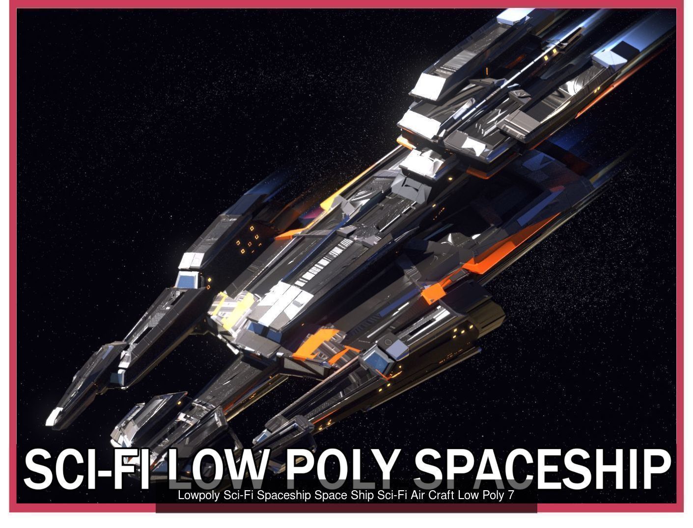 27 Lowpoly Sci-Fi Spaceship Kitbash Bundle Pack Bundle Package 3D Model Collection_24