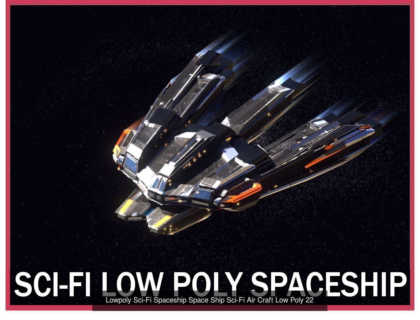 27 Lowpoly Sci-Fi Spaceship Kitbash Bundle Pack Bundle Package 3D Model Collection_9