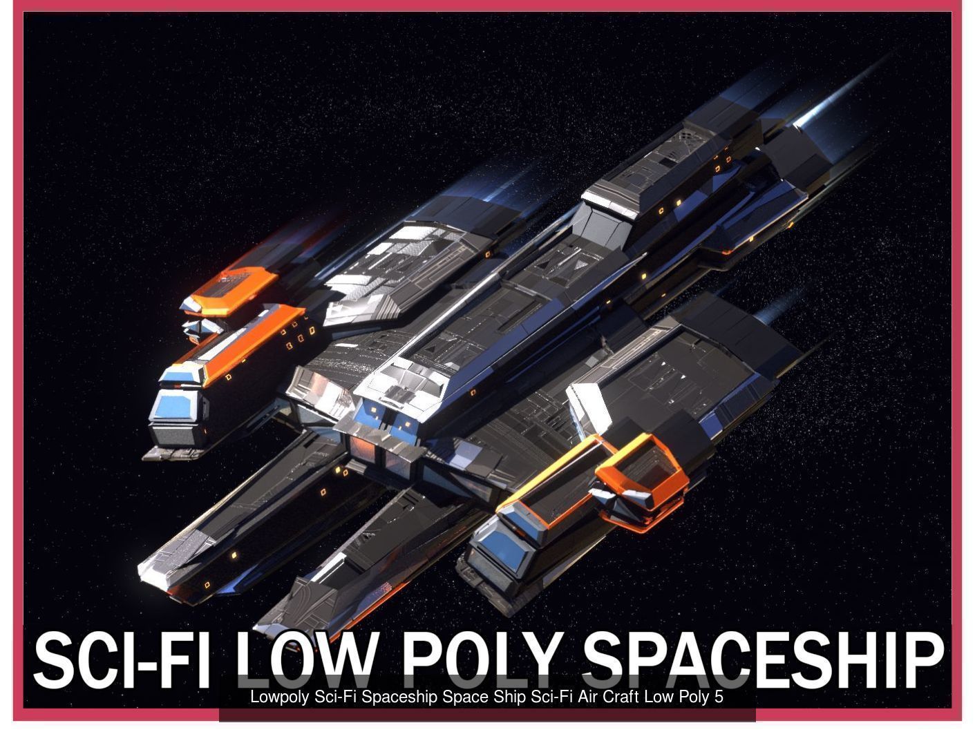27 Lowpoly Sci-Fi Spaceship Kitbash Bundle Pack Bundle Package 3D Model Collection_26