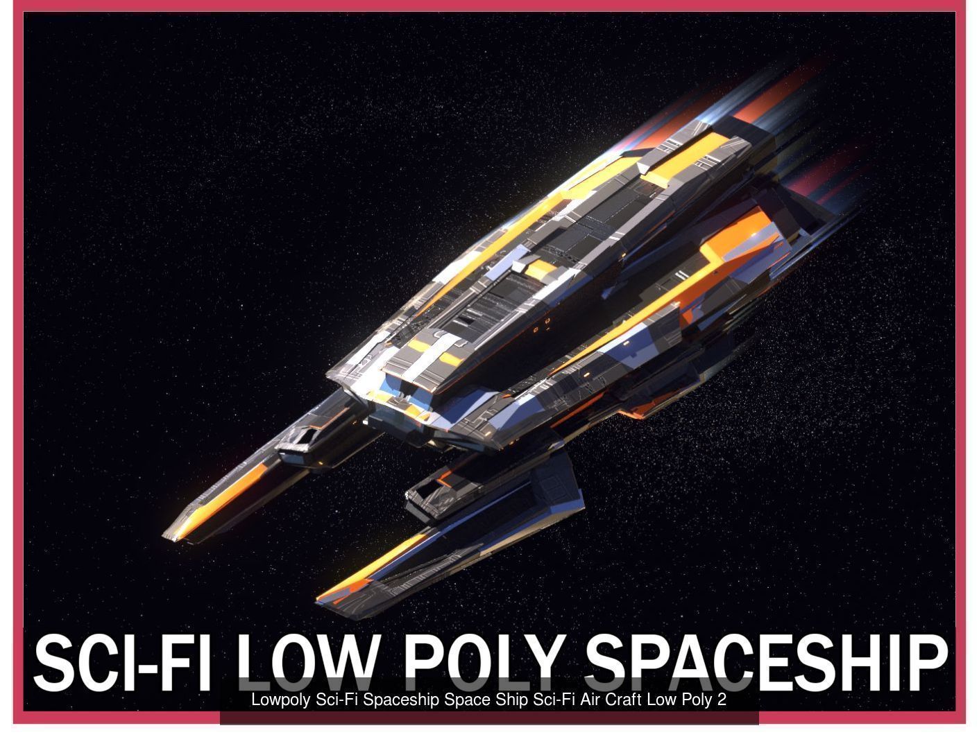 27 Lowpoly Sci-Fi Spaceship Kitbash Bundle Pack Bundle Package 3D Model Collection_29