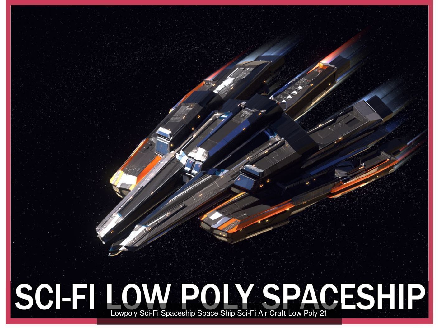 27 Lowpoly Sci-Fi Spaceship Kitbash Bundle Pack Bundle Package 3D Model Collection_10