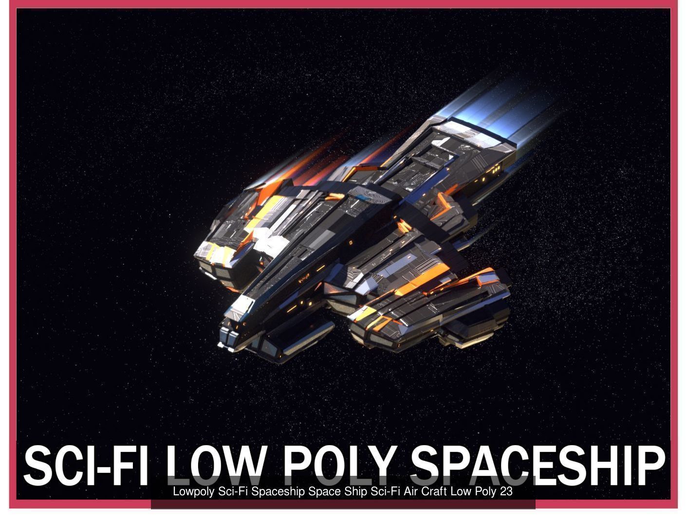 27 Lowpoly Sci-Fi Spaceship Kitbash Bundle Pack Bundle Package 3D Model Collection_8
