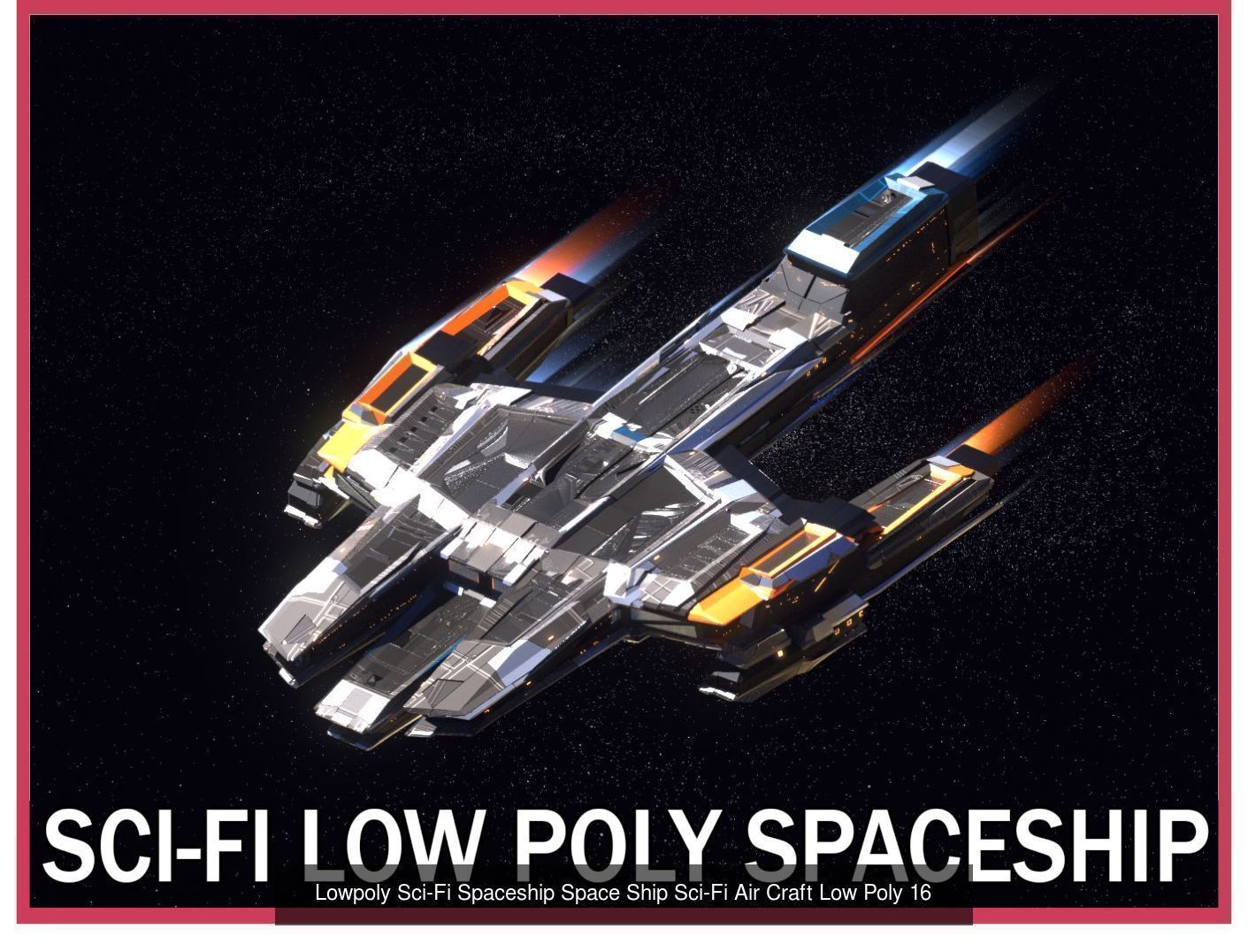 27 Lowpoly Sci-Fi Spaceship Kitbash Bundle Pack Bundle Package 3D Model Collection_15