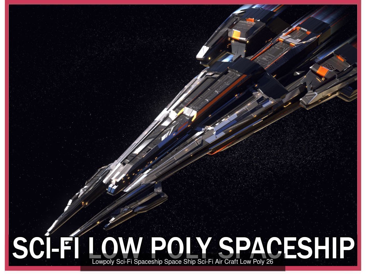 27 Lowpoly Sci-Fi Spaceship Kitbash Bundle Pack Bundle Package 3D Model Collection_5