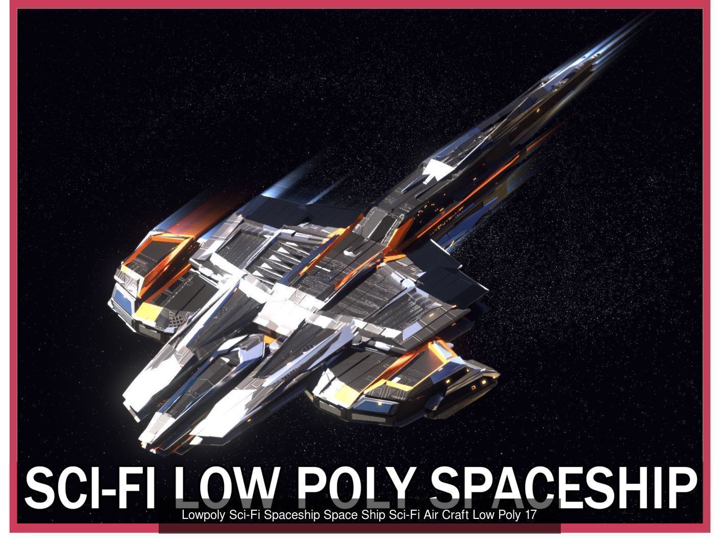 27 Lowpoly Sci-Fi Spaceship Kitbash Bundle Pack Bundle Package 3D Model Collection_14