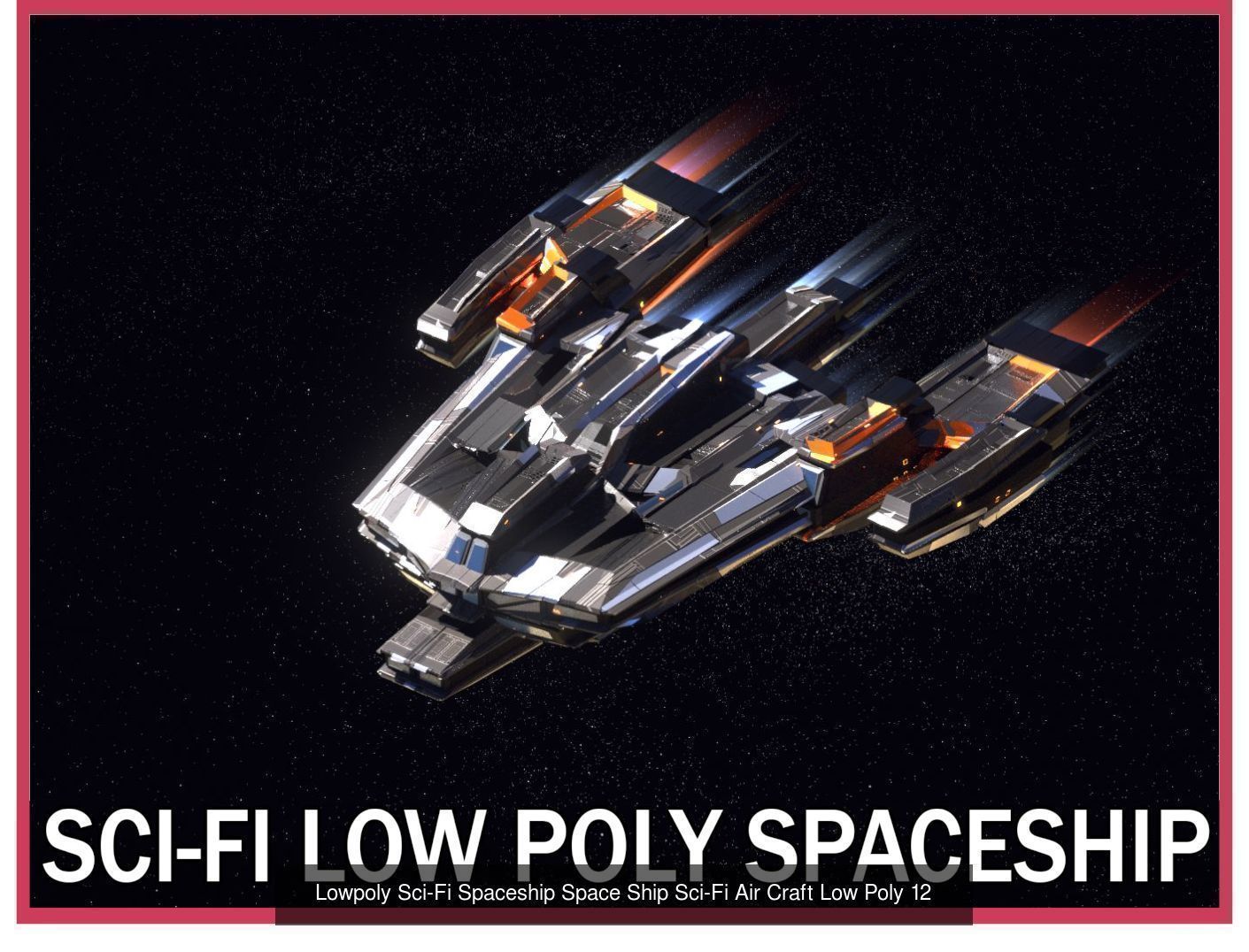 27 Lowpoly Sci-Fi Spaceship Kitbash Bundle Pack Bundle Package 3D Model Collection_19