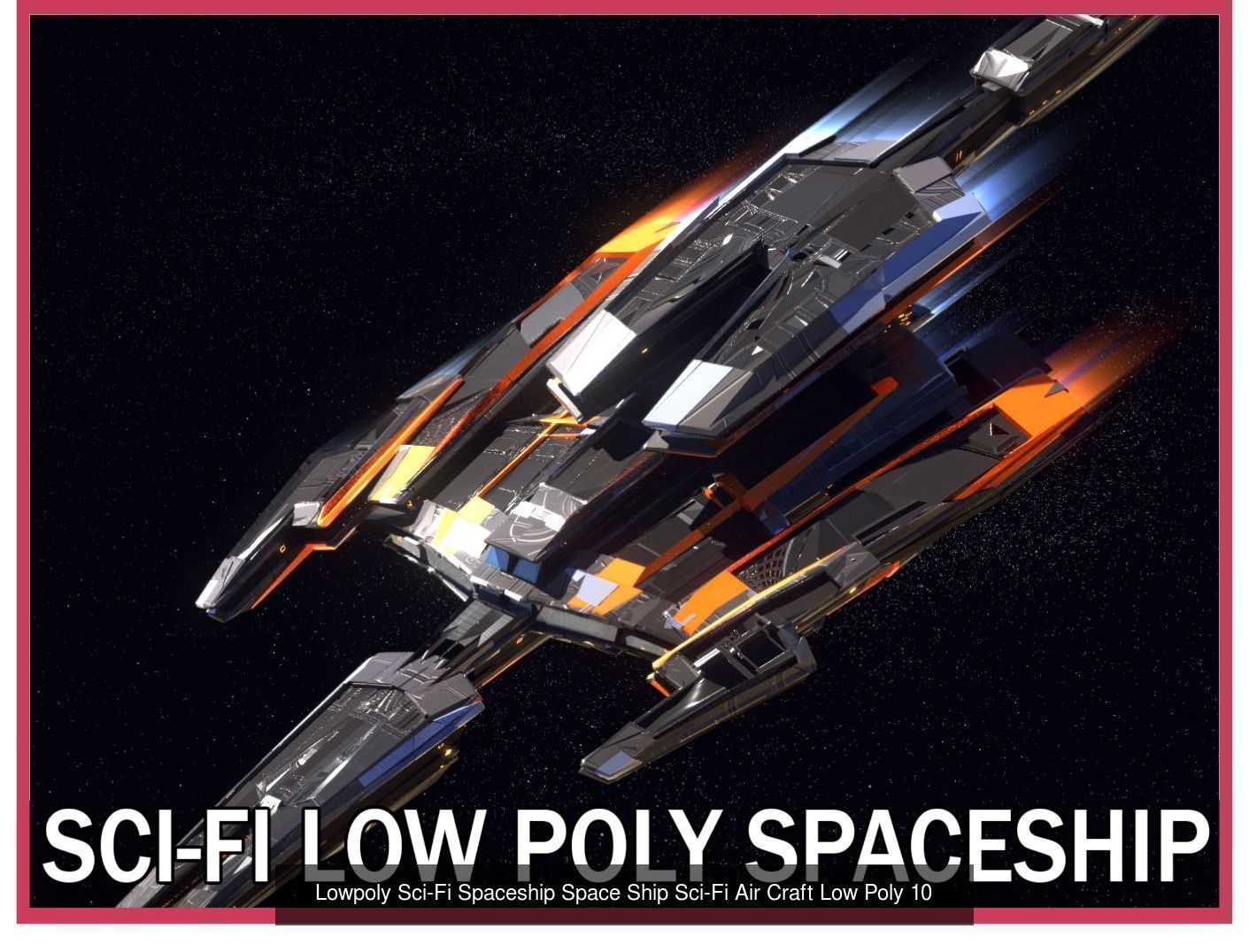 27 Lowpoly Sci-Fi Spaceship Kitbash Bundle Pack Bundle Package 3D Model Collection_21