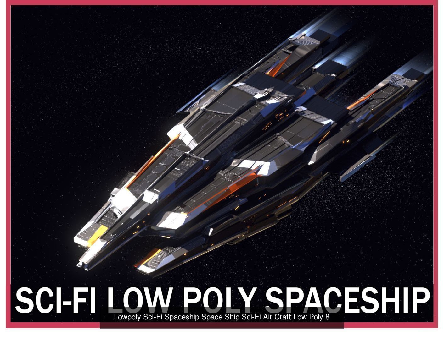 27 Lowpoly Sci-Fi Spaceship Kitbash Bundle Pack Bundle Package 3D Model Collection_23