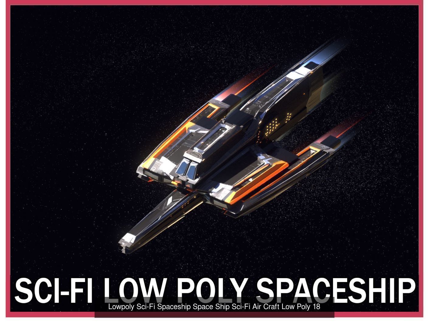 27 Lowpoly Sci-Fi Spaceship Kitbash Bundle Pack Bundle Package 3D Model Collection_13