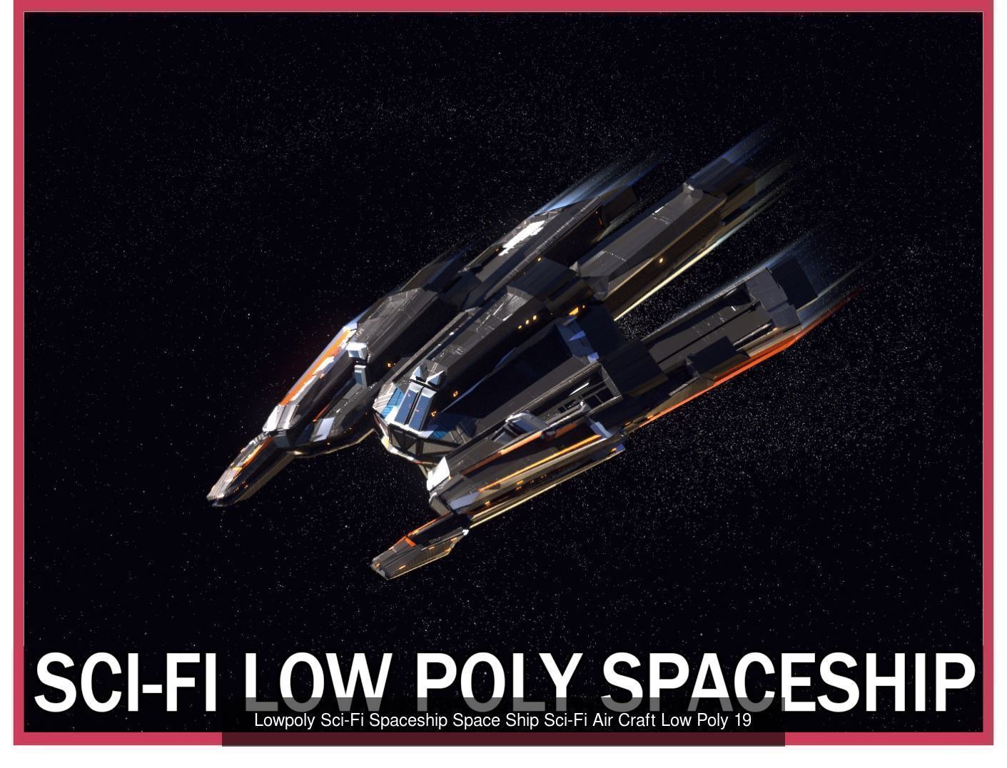 27 Lowpoly Sci-Fi Spaceship Kitbash Bundle Pack Bundle Package 3D Model Collection_12