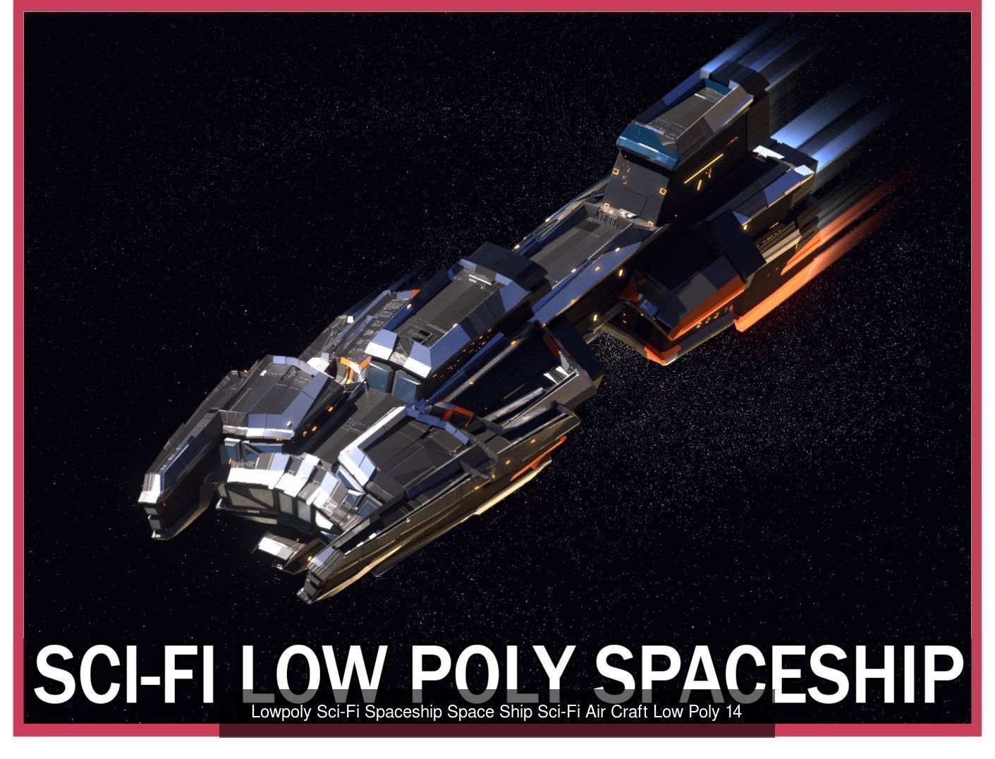 27 Lowpoly Sci-Fi Spaceship Kitbash Bundle Pack Bundle Package 3D Model Collection_17