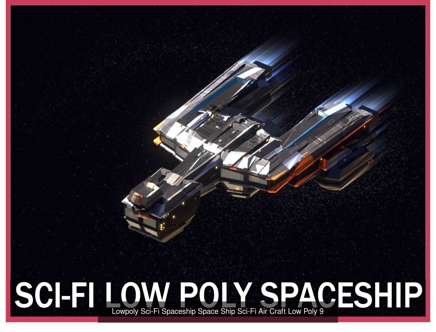 27 Lowpoly Sci-Fi Spaceship Kitbash Bundle Pack Bundle Package 3D Model Collection_22