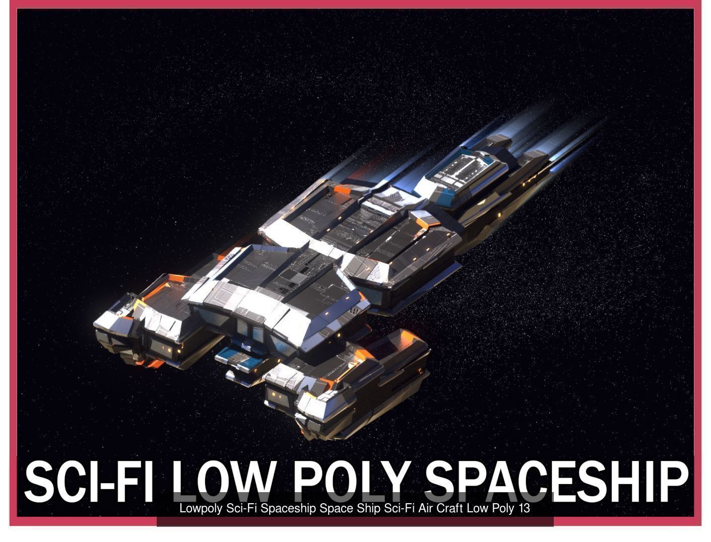 27 Lowpoly Sci-Fi Spaceship Kitbash Bundle Pack Bundle Package 3D Model Collection_18