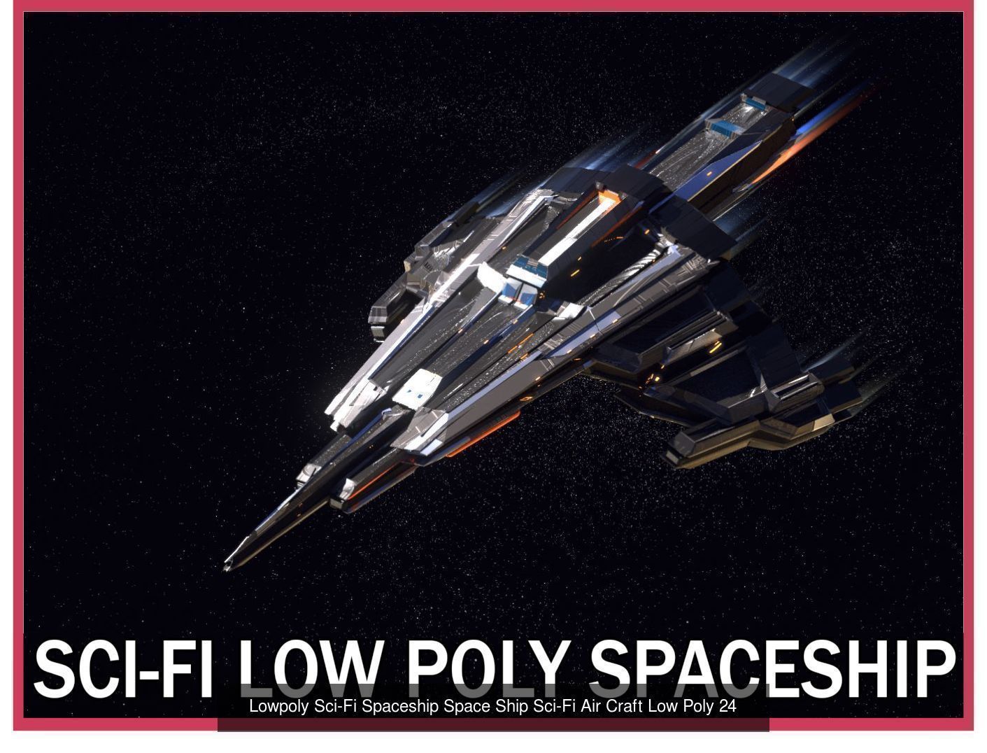27 Lowpoly Sci-Fi Spaceship Kitbash Bundle Pack Bundle Package 3D Model Collection_7