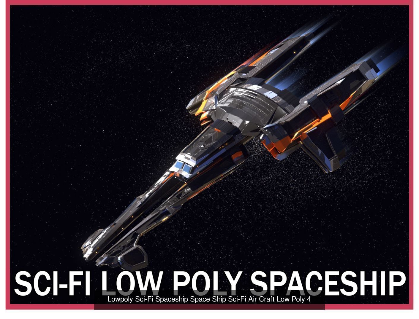 27 Lowpoly Sci-Fi Spaceship Kitbash Bundle Pack Bundle Package 3D Model Collection_27