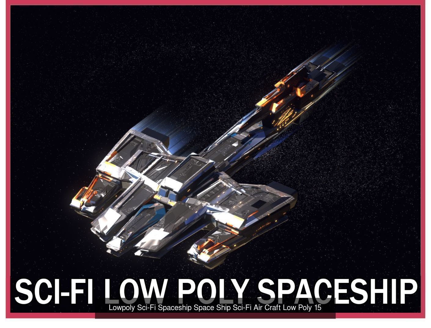 27 Lowpoly Sci-Fi Spaceship Kitbash Bundle Pack Bundle Package 3D Model Collection_16