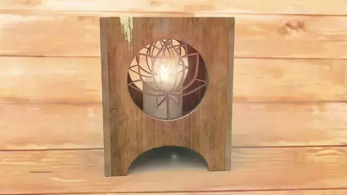 Wooden lamp lantern PBR low-poly 3D model Low-poly 3D model