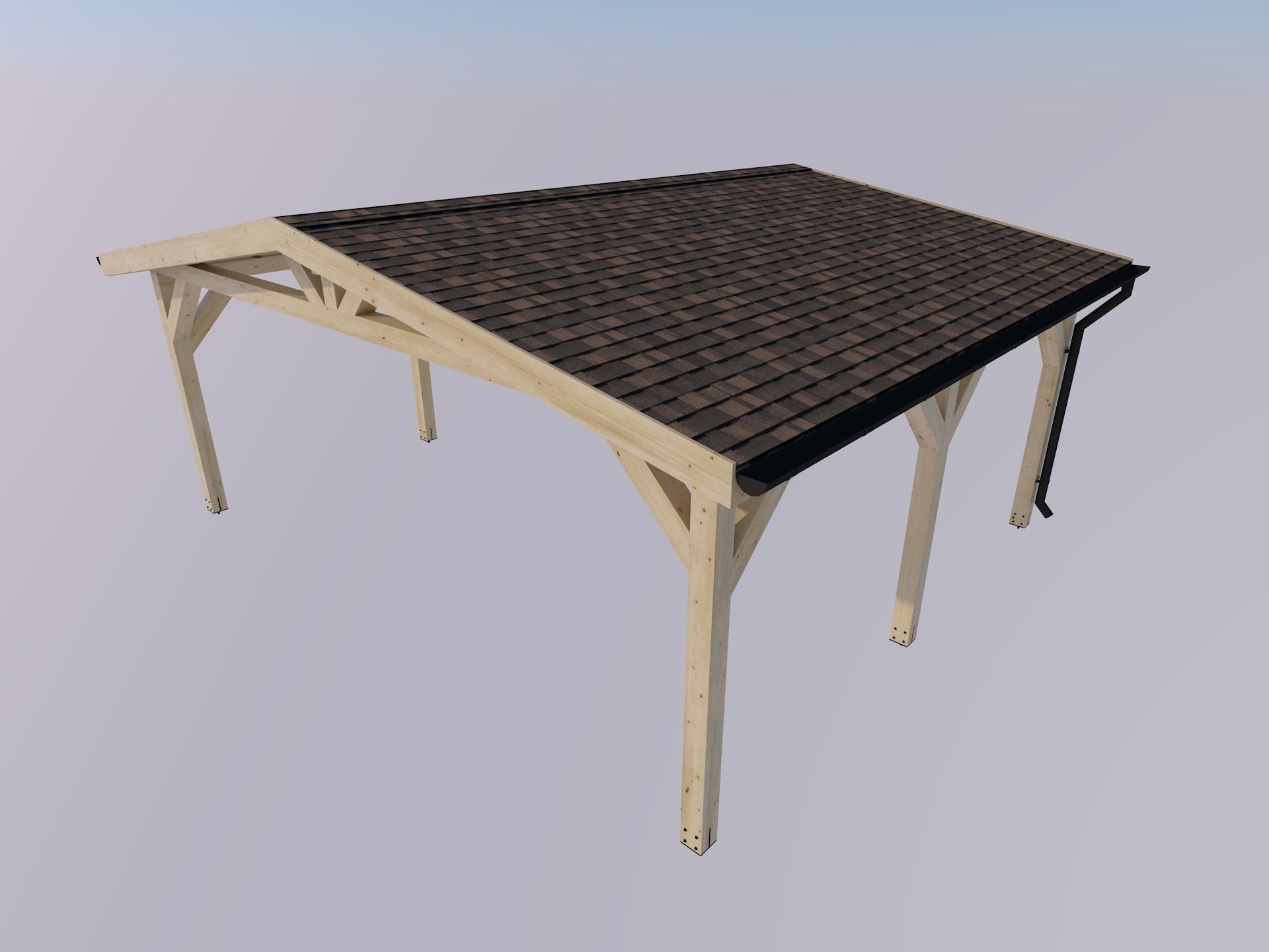 wood carport wiata samochodowa 6x5m 3D model_3