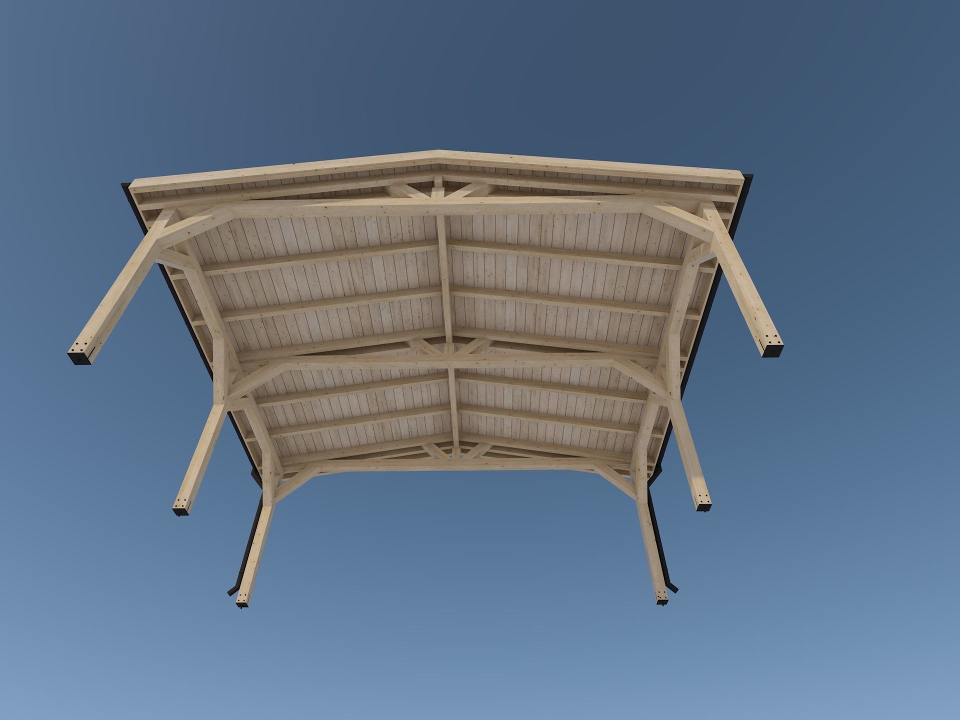 wood carport wiata samochodowa 6x5m 3D model_4
