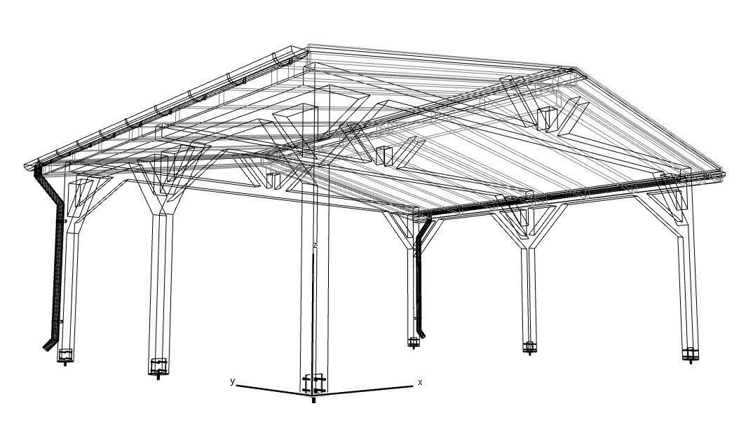 wood carport wiata samochodowa 6x5m 3D model_9