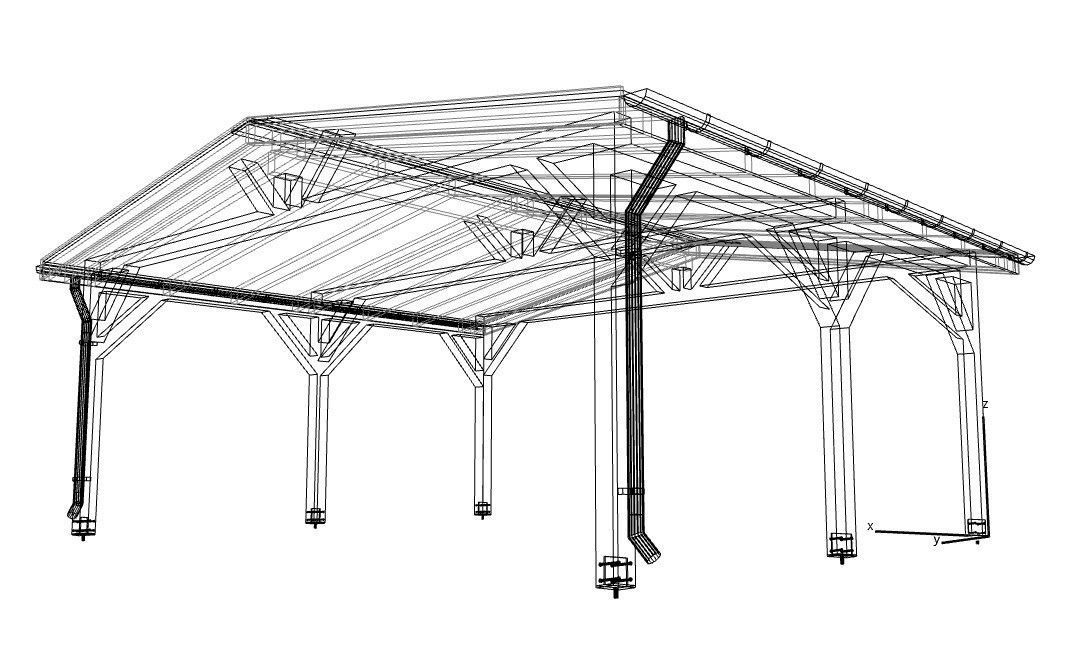wood carport wiata samochodowa 6x5m 3D model_8
