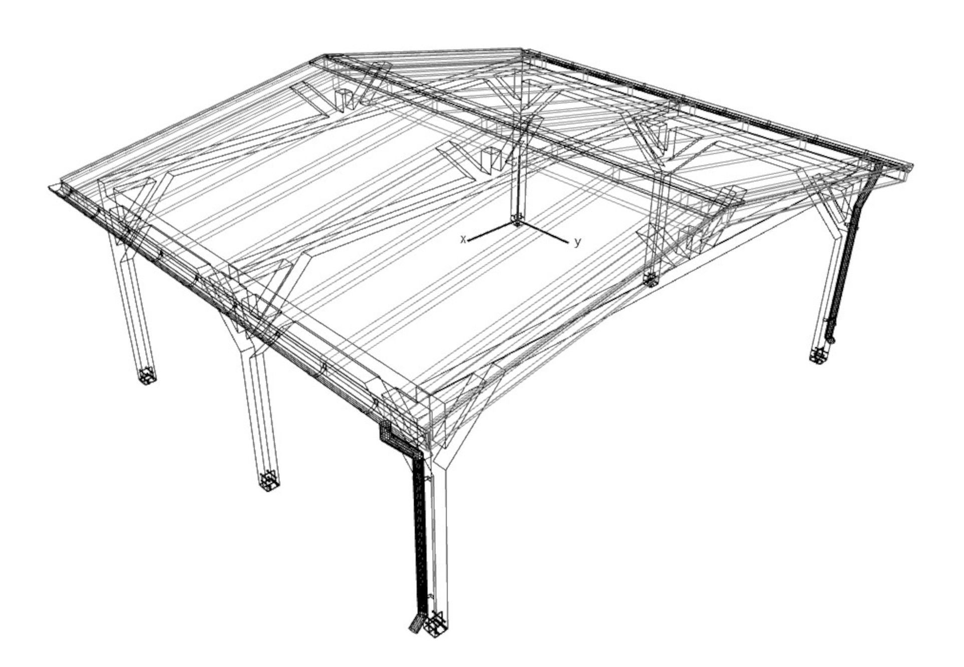 wood carport wiata samochodowa 6x5m 3D model_7