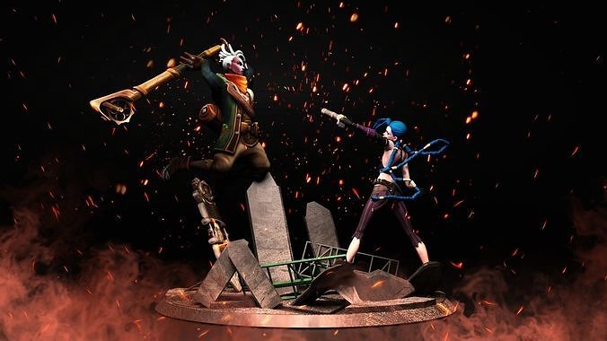Ekko vs Jinx Arcane Diorama 3D print model