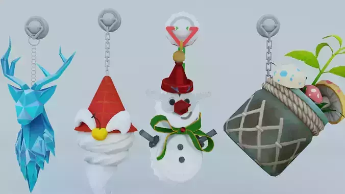 Crystal Reindeer Merry Yeti Pot Plant Snowwoman Ornament 3D model