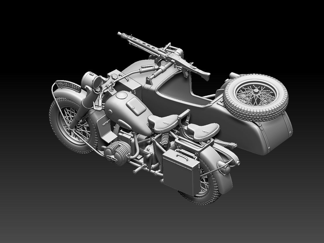 german motorcycle crew ww2 3D print model_9