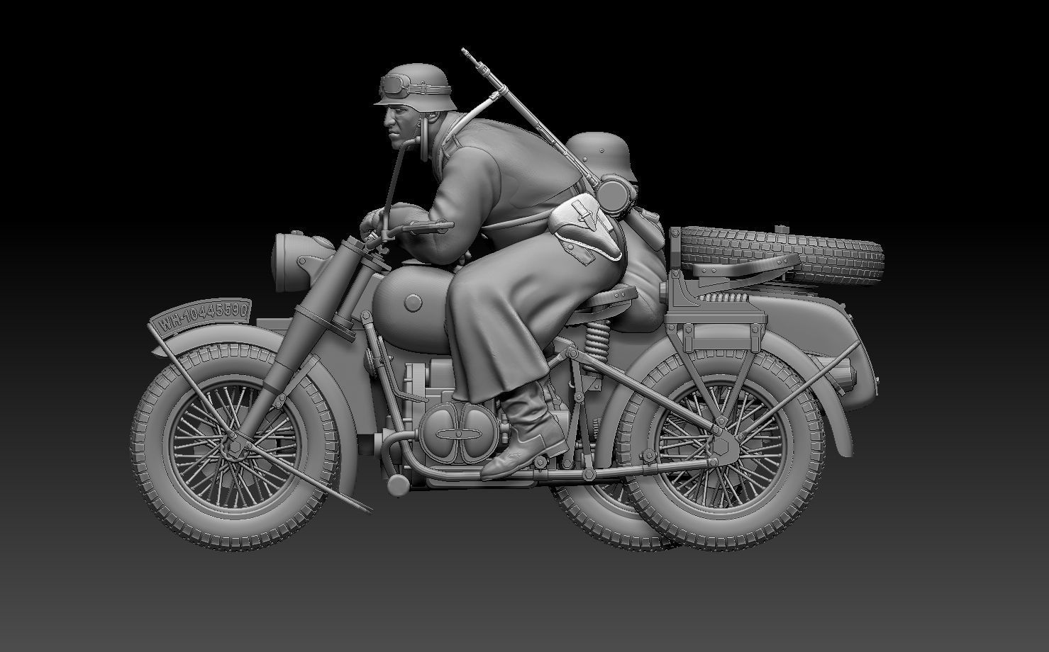 german motorcycle crew ww2 3D print model_20