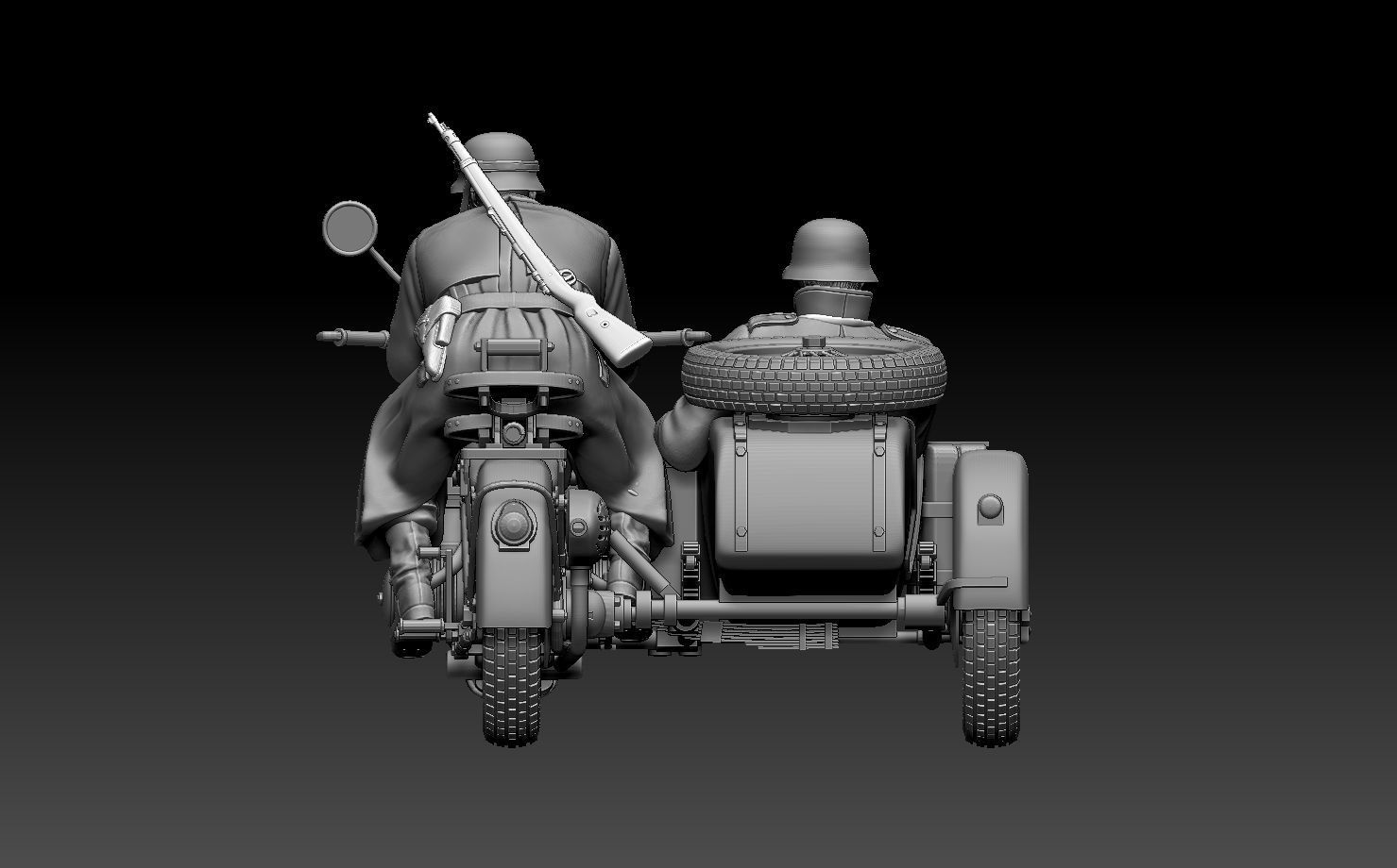 german motorcycle crew ww2 3D print model_17