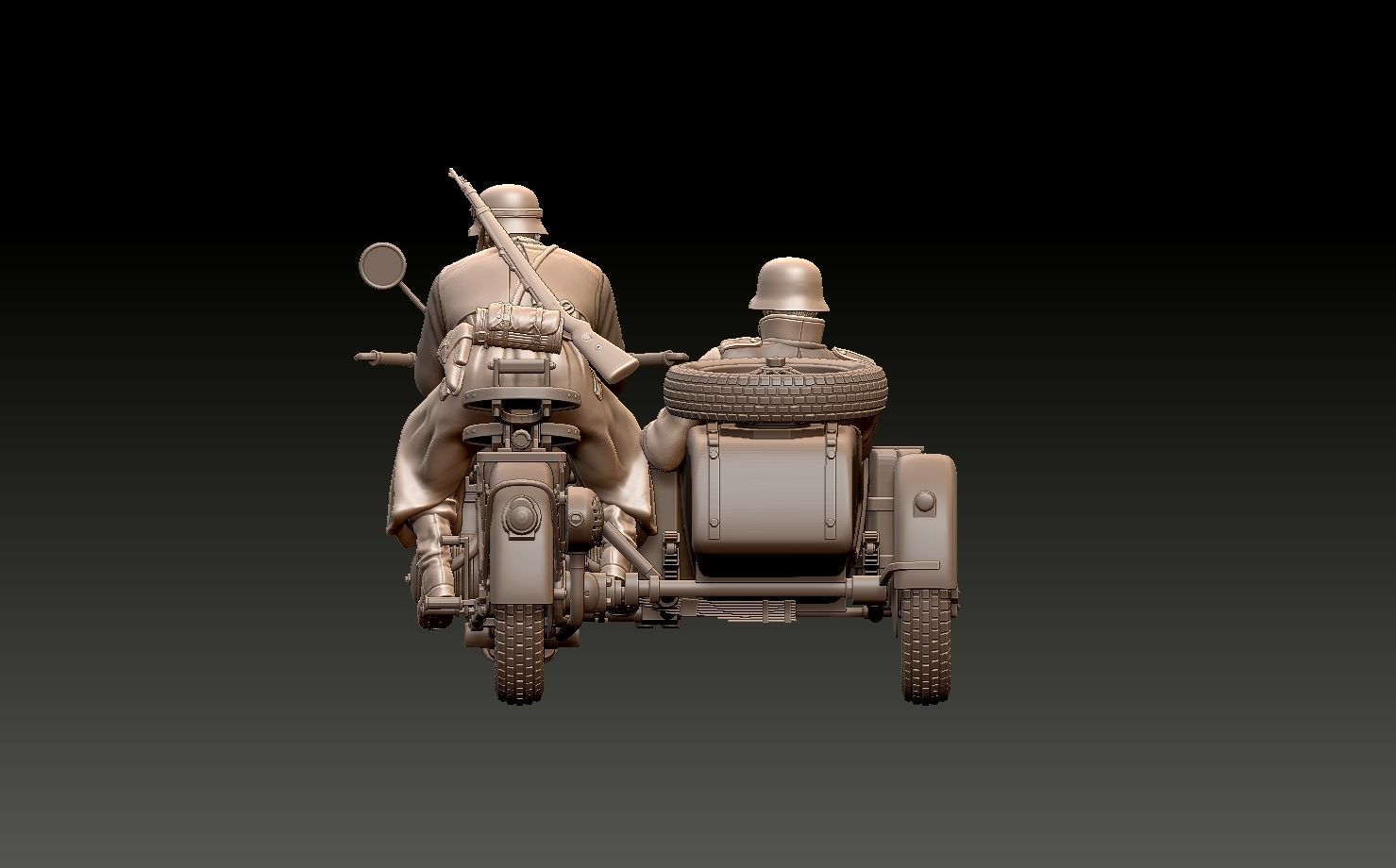 german motorcycle crew ww2 3D print model_5