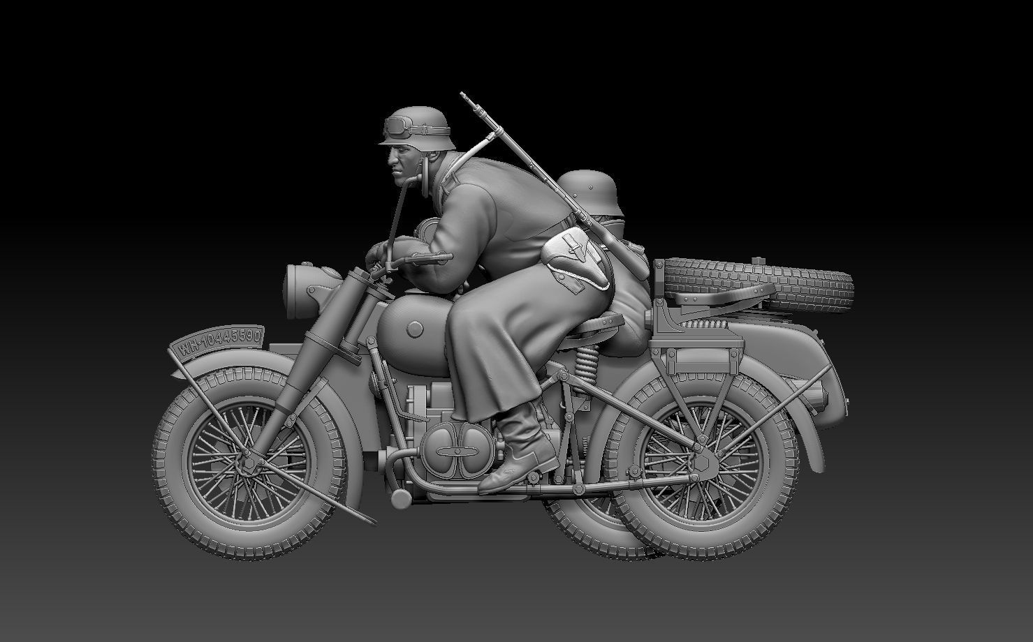 german motorcycle crew ww2 3D print model_14