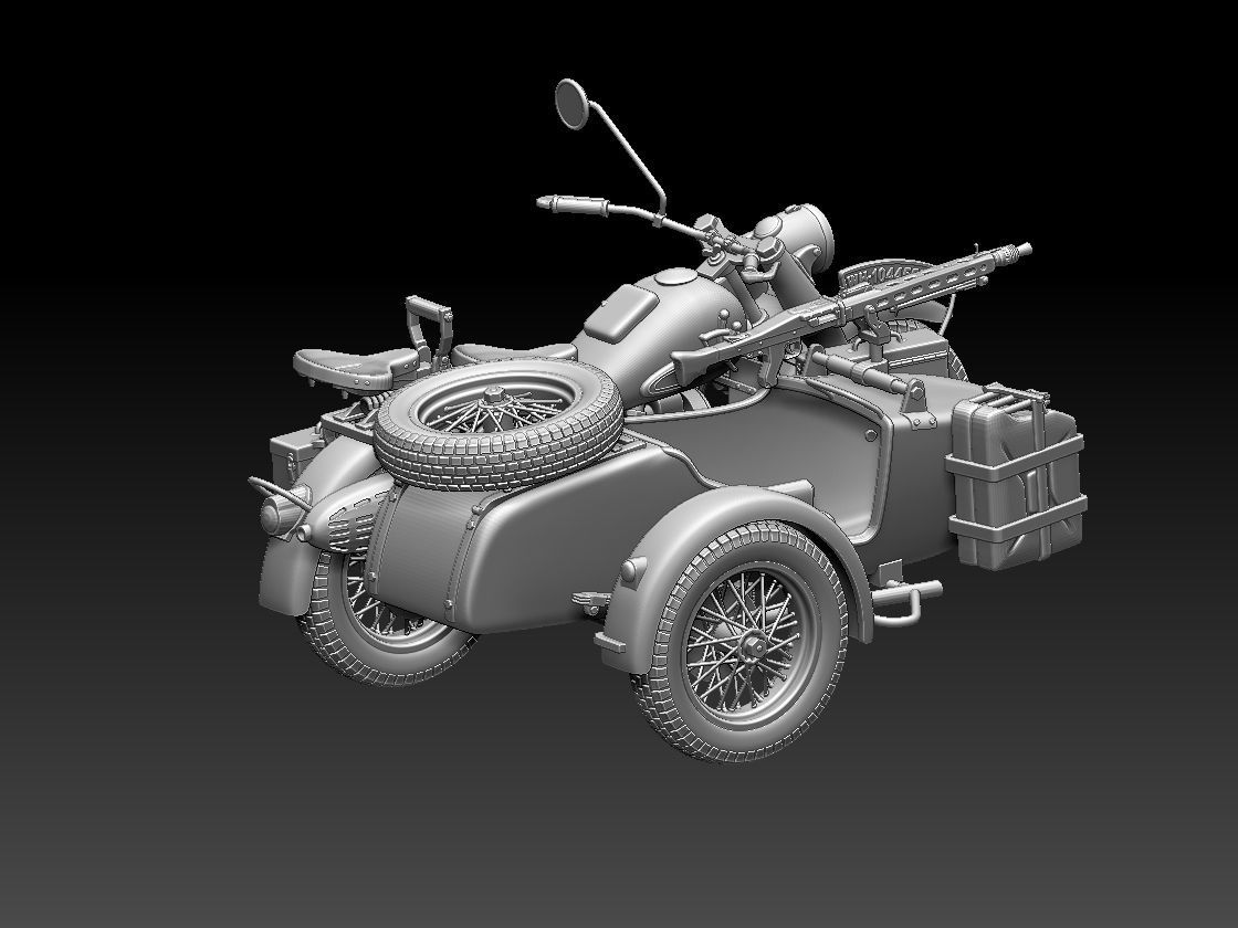 german motorcycle crew ww2 3D print model_10