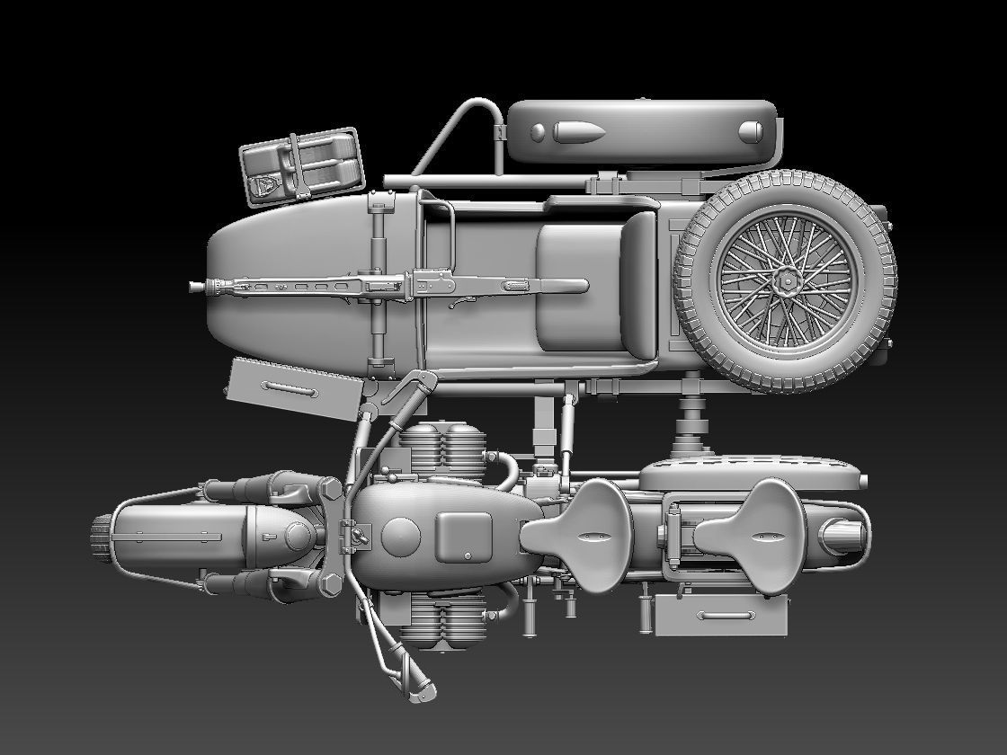 german motorcycle crew ww2 3D print model_19