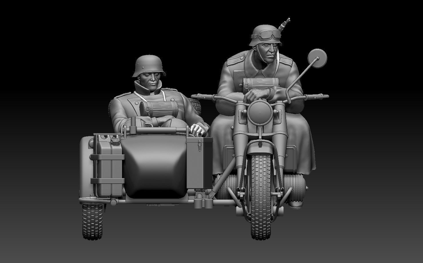 german motorcycle crew ww2 3D print model_25