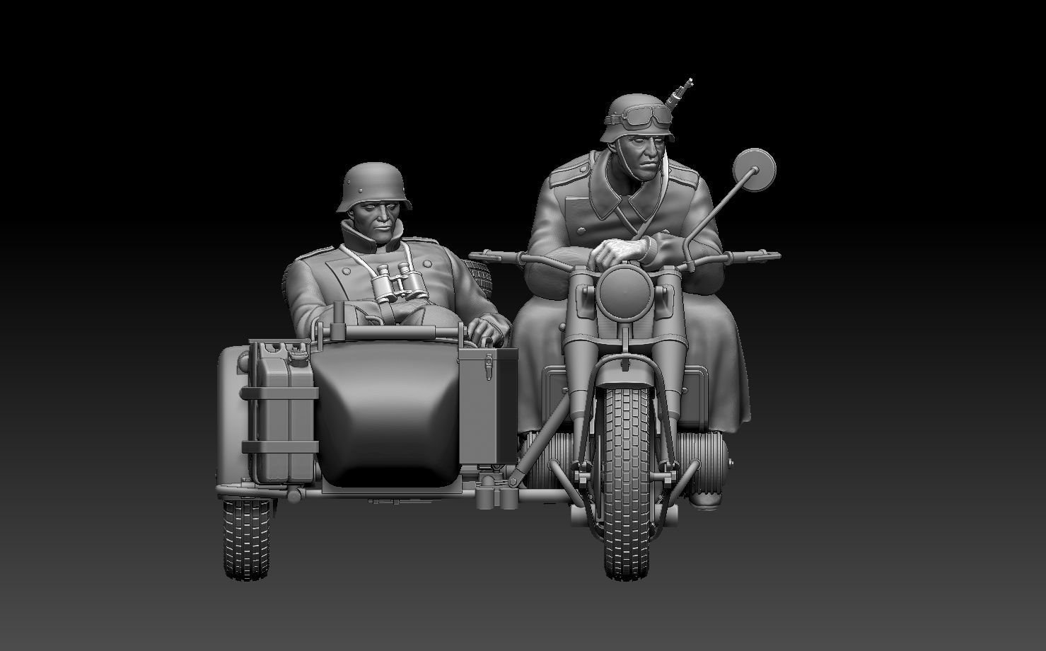 german motorcycle crew ww2 3D print model_23