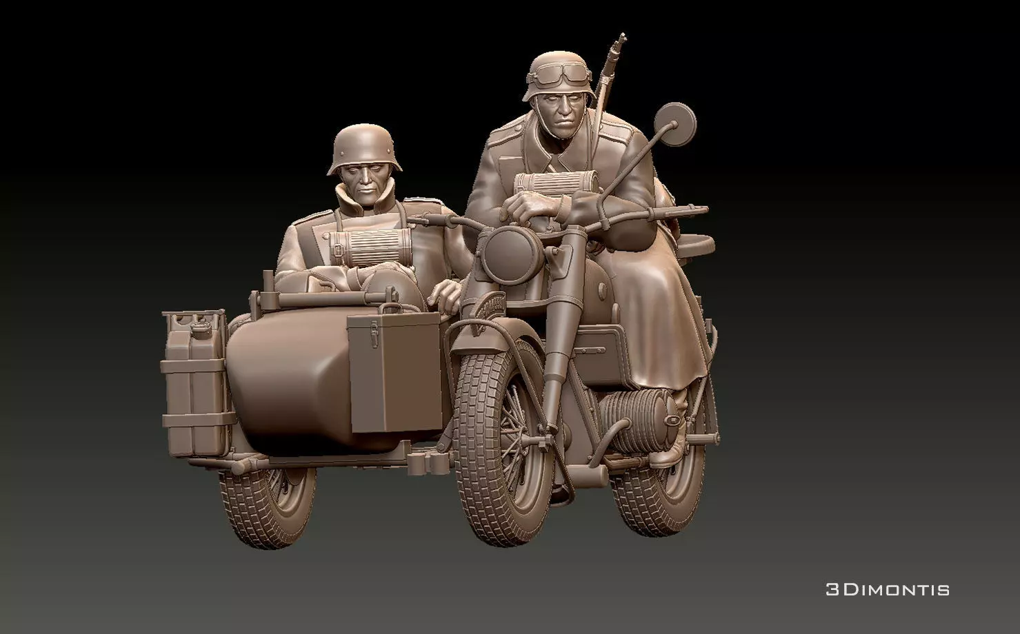 german motorcycle crew ww2 3D print model_0