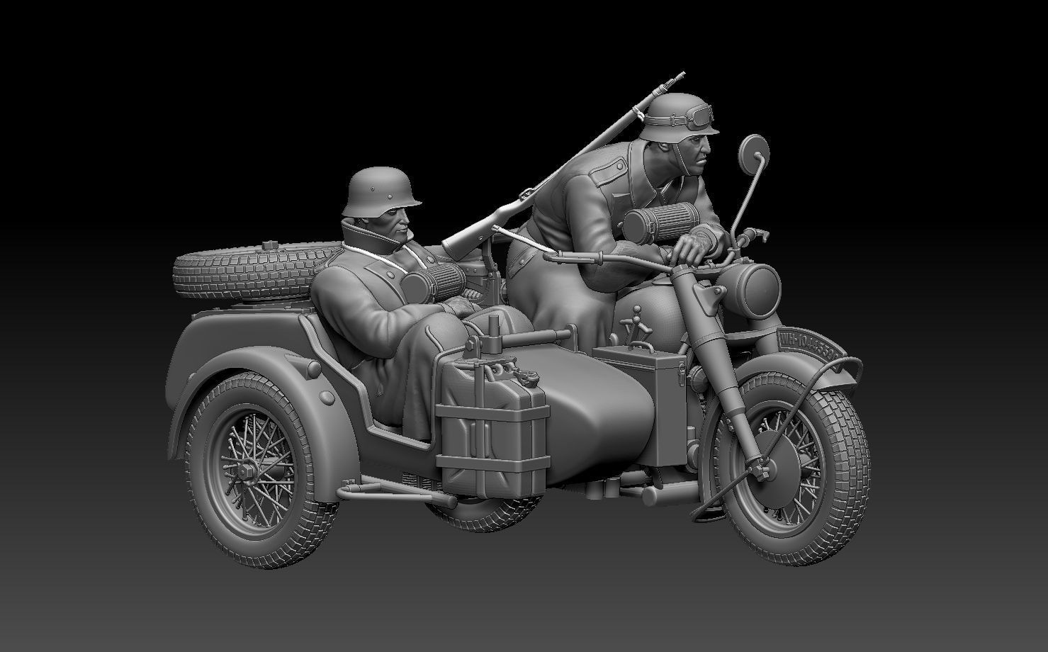 german motorcycle crew ww2 3D print model_6