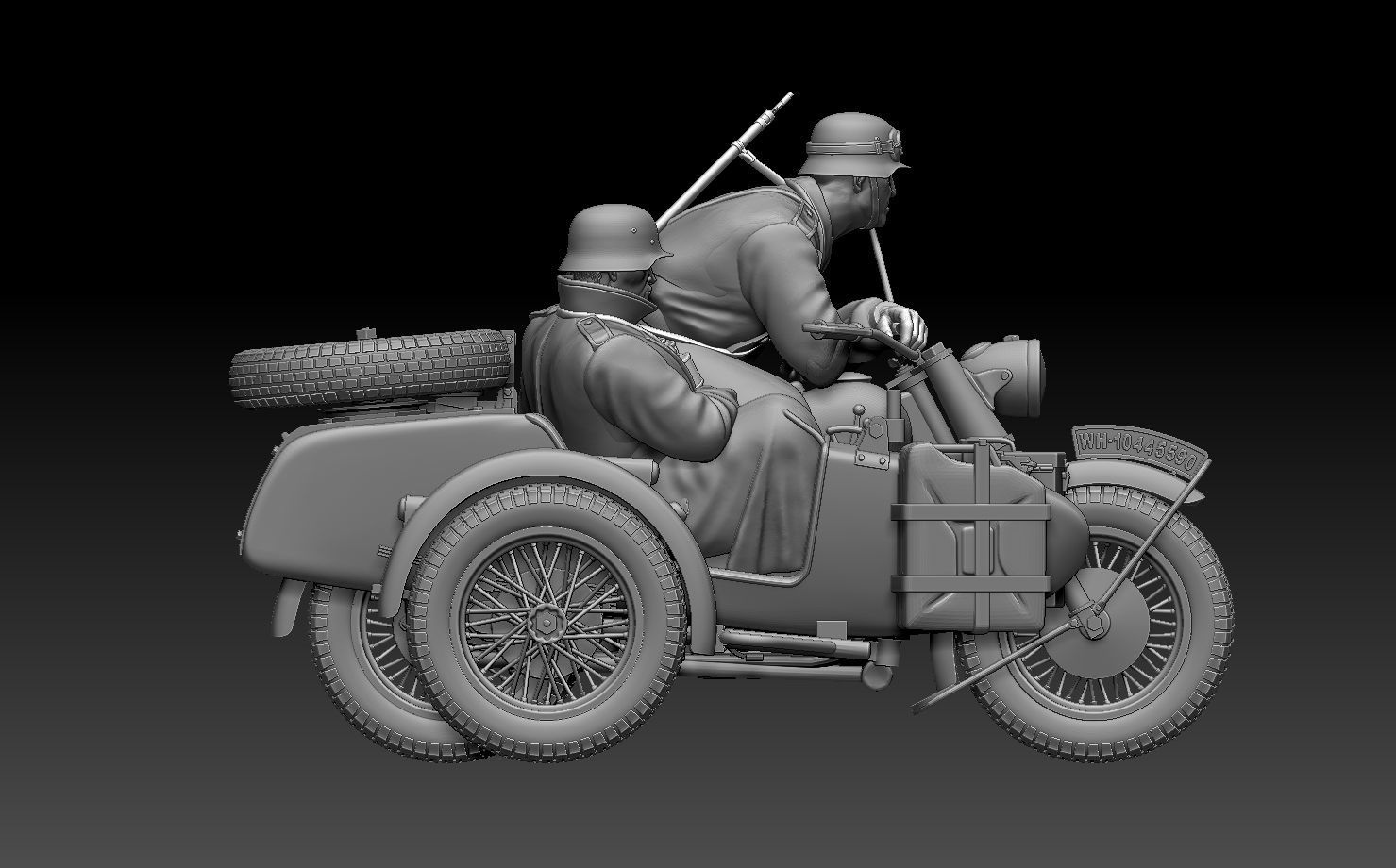 german motorcycle crew ww2 3D print model_11