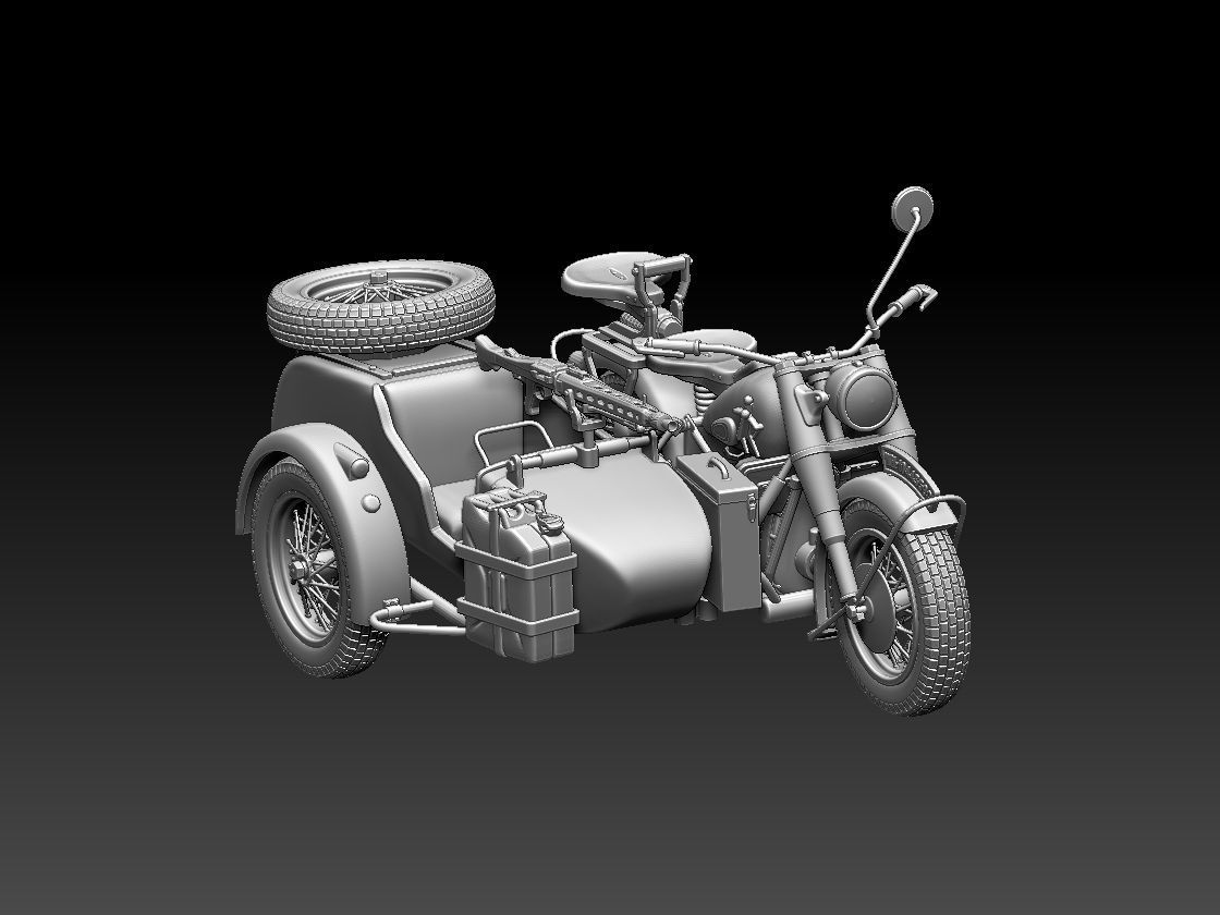 german motorcycle crew ww2 3D print model_16