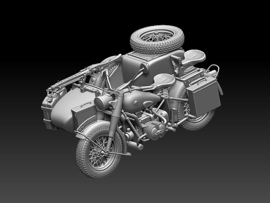 german motorcycle crew ww2 3D print model_13