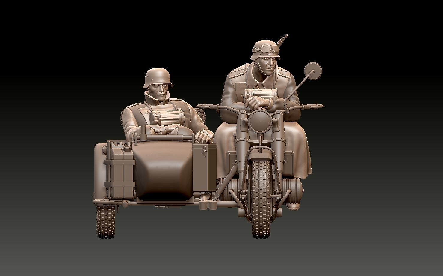 german motorcycle crew ww2 3D print model_3