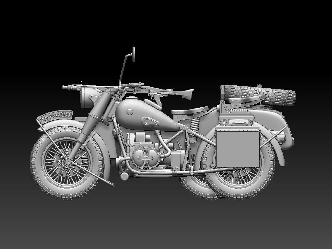 german motorcycle crew ww2 3D print model_15
