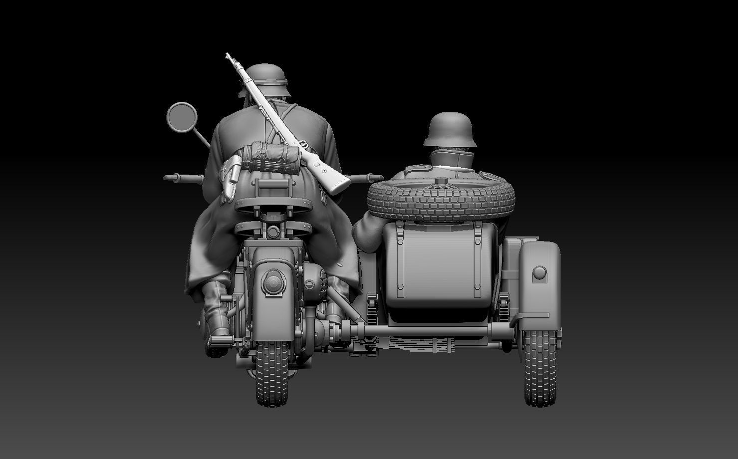 german motorcycle crew ww2 3D print model_22
