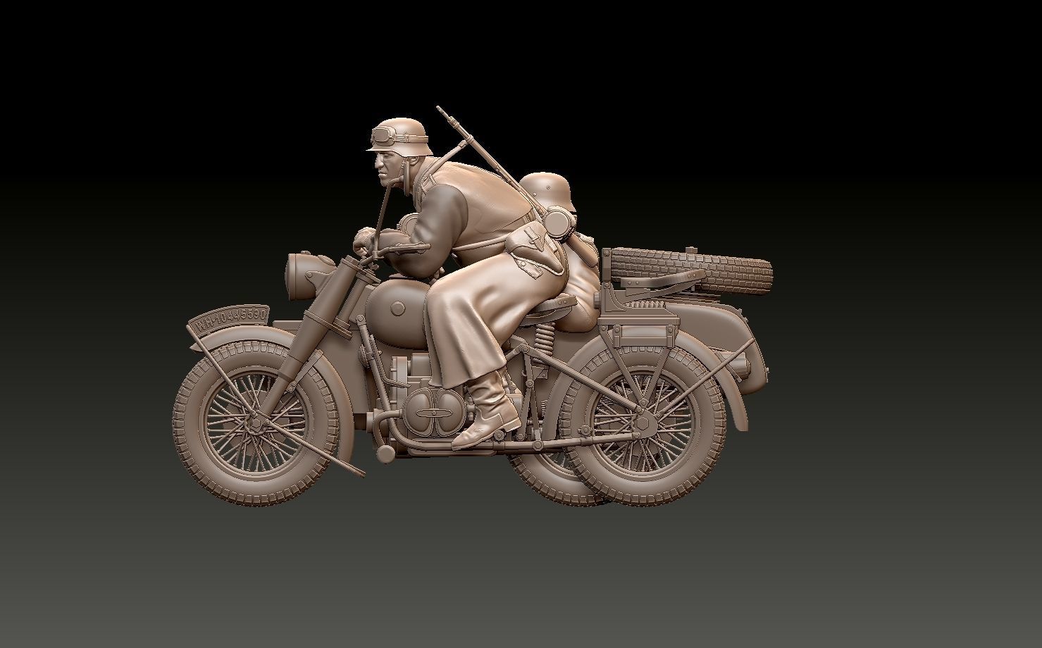 german motorcycle crew ww2 3D print model_12