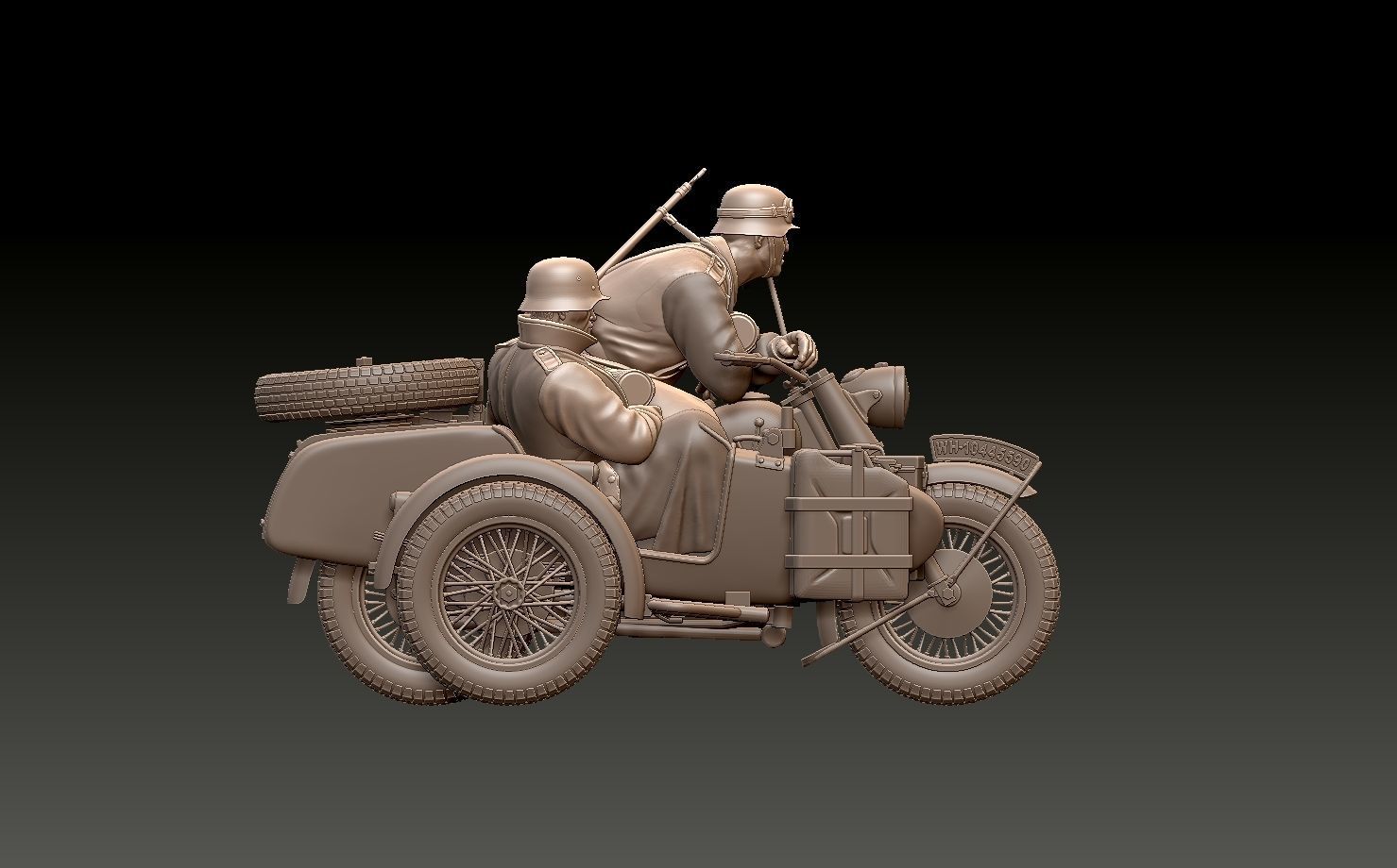 german motorcycle crew ww2 3D print model_4