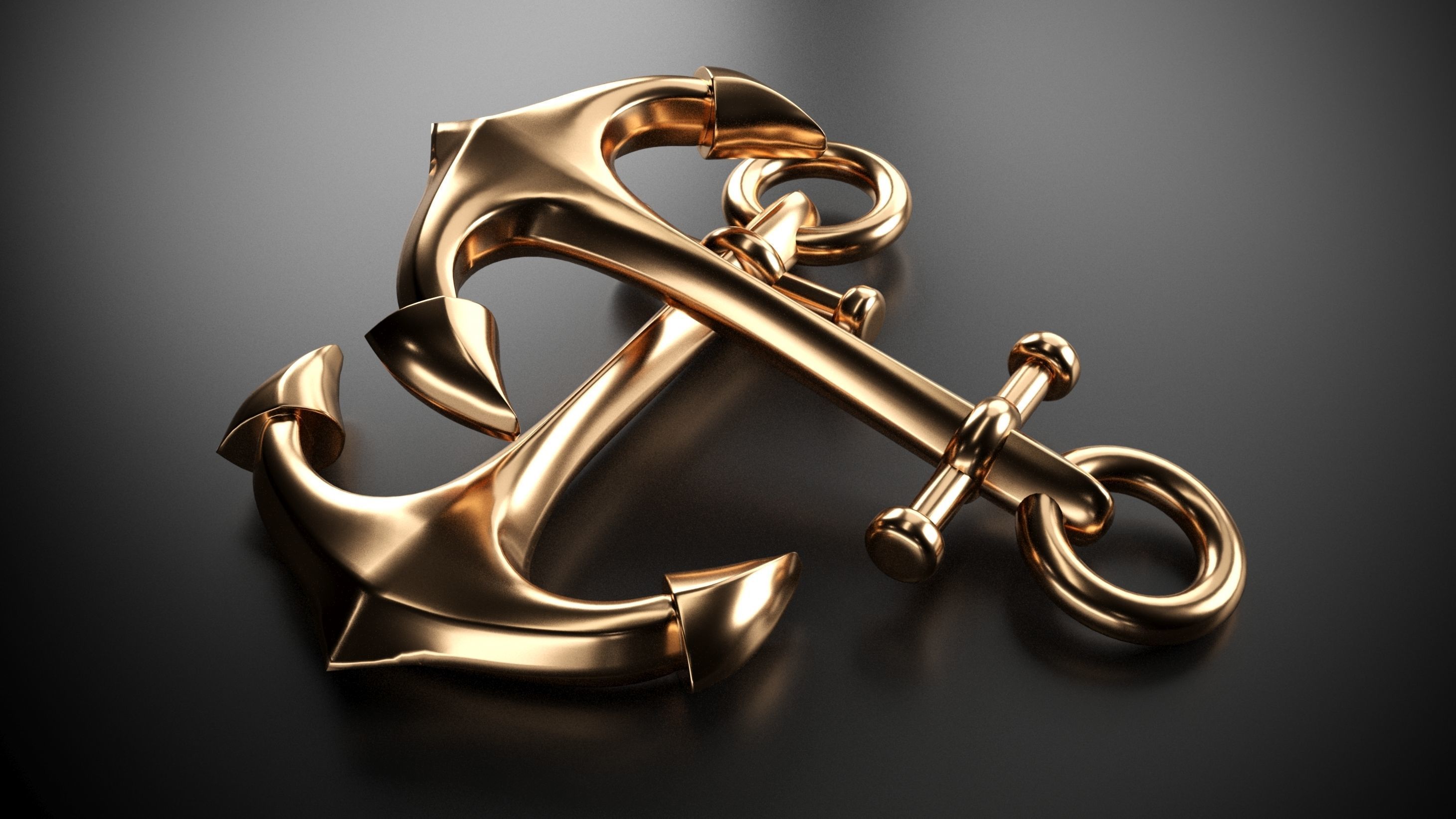Anchor gold 3D model_6