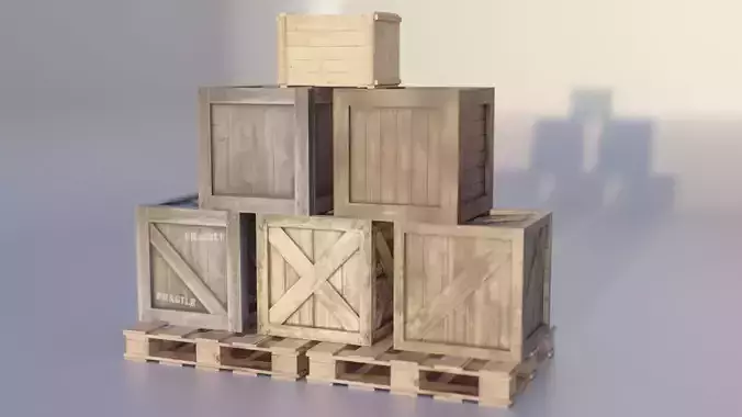 Wooden Box 7C Low-poly 3D model