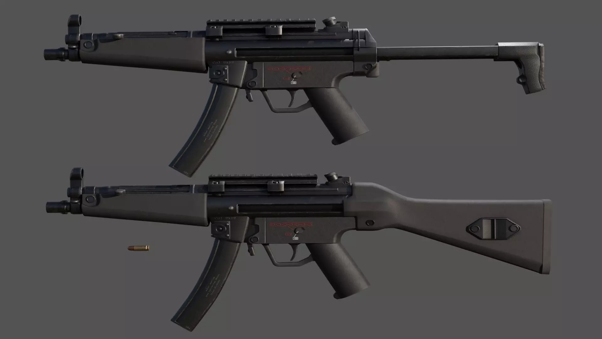 MP 5 Game Ready two guns Free low-poly 3D model